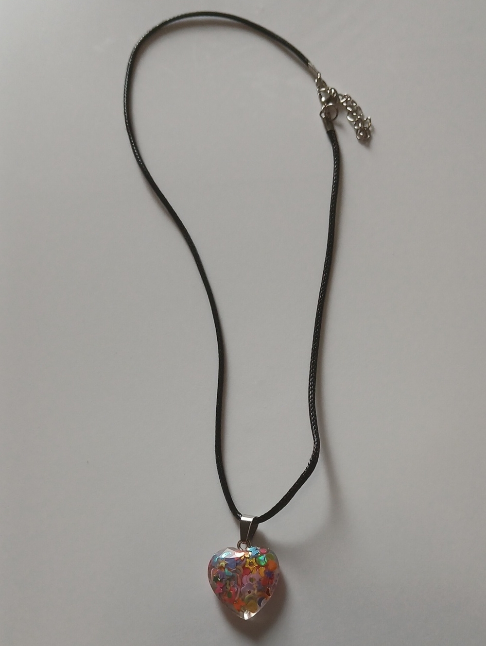 Fashion Jewelry Multicolor Heart Pendant on Black Cord
